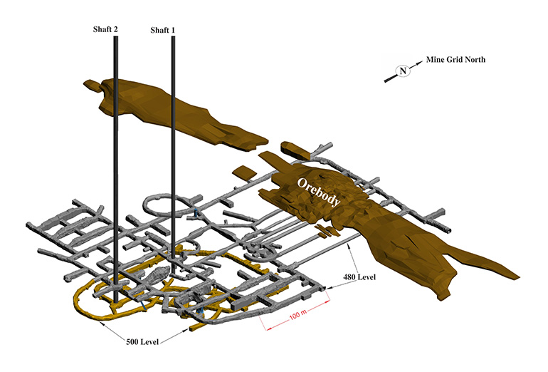 Diagram of Cigar Lake underground mine