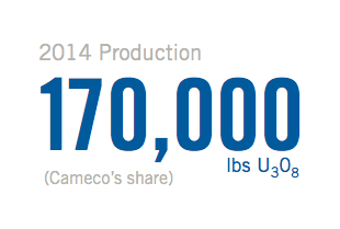2014 Production: 170,000 lbs U3O8 (Cameco’s share)