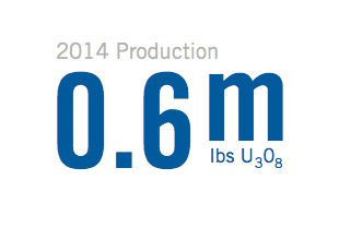 2014 Production: 0.6m lbs U3O8