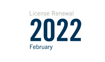 Licensed Renewal: February 2022