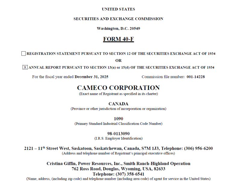 Cameco US-SEC Form 40-F
