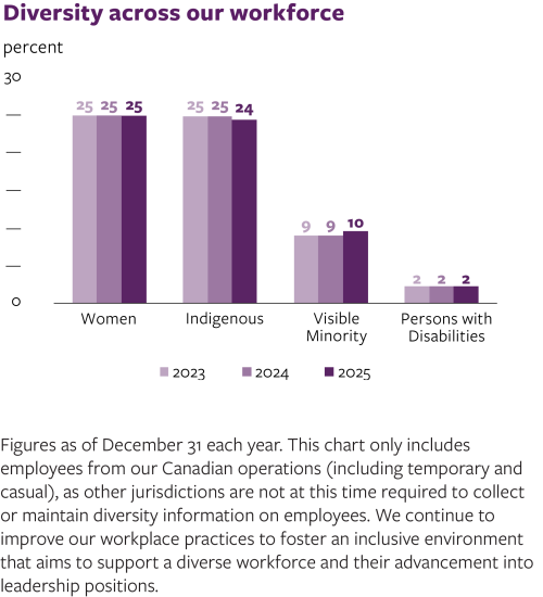 Diversity across our workforce graph